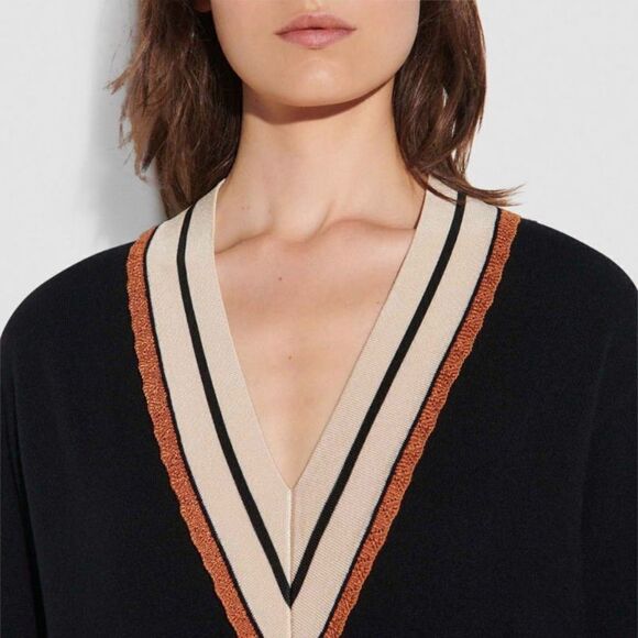 Sandro Colle Wool Cashmere Black Sweater V Neck Size 2 - Picture 6 of 16